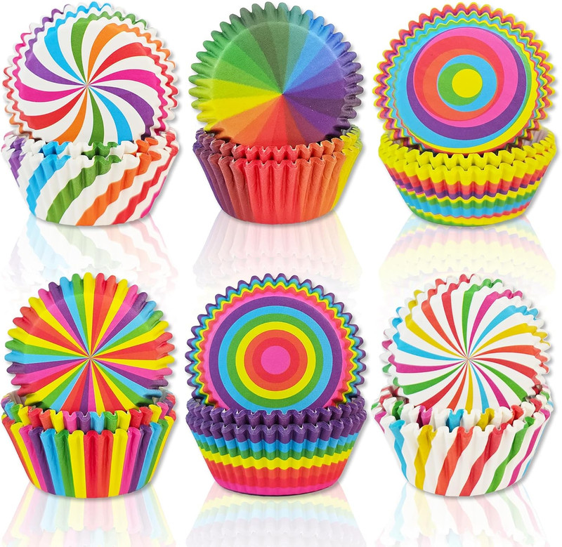 Jumbo Cupcake Muffin Liners – 300 Count Rainbow Large Baking Cup Cake Liners Pap