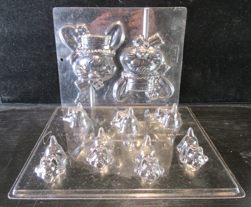 2 Adorable Kitty Cat Mouse Chocolate Candy Lollipop Molds