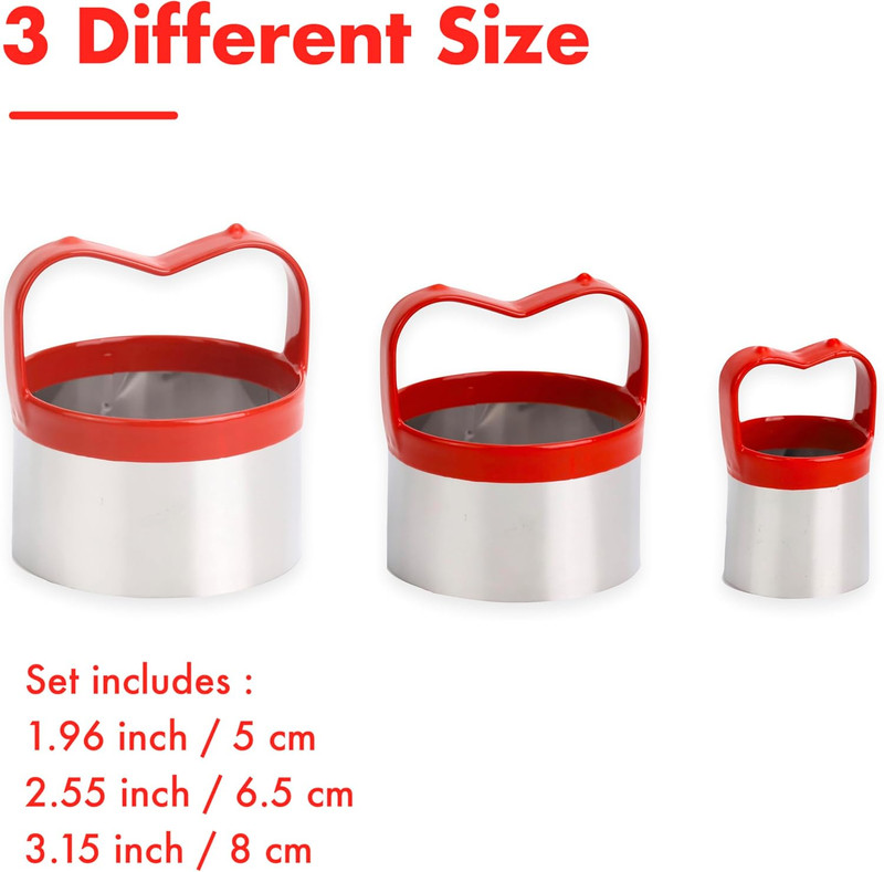 3Pcs round Cookie Cutters with Handle, Circle Biscuit Cutter for Baking, Dough C gallery