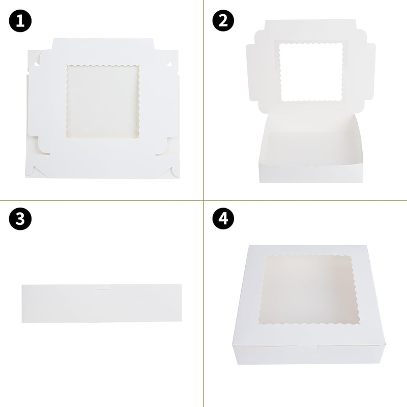 Yeplan 10 Pcs Pie Boxes,10x10x2.5 inches Bakery Boxes with Window,Cookie Boxes f gallery