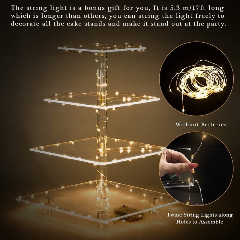 4 Tier Dessert Tower - Polished Acrylic Display with LED Illumination gallery