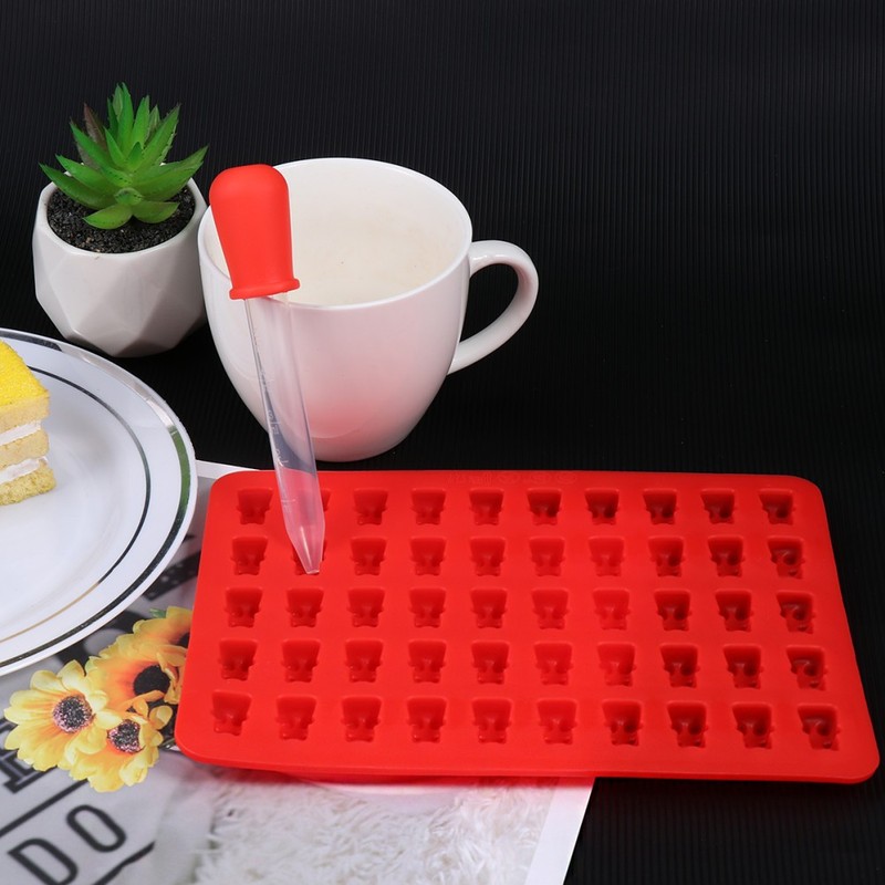 50 Holes Bear Mold Silicone Candy Mold Fun with Dropper (Red) bear shaped mold gallery