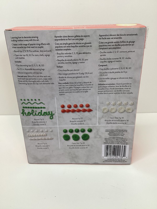 Wilton Cookie Decorating Holiday 5 Tips 9 Bags 1 Icing Bottle 2 Bottle Tips gallery