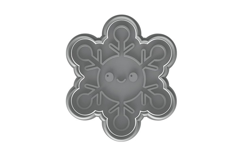 Kawaii Snowflake Smiley Cookie Cutter - 4x3.43" Fun Winter Baking Tool gallery