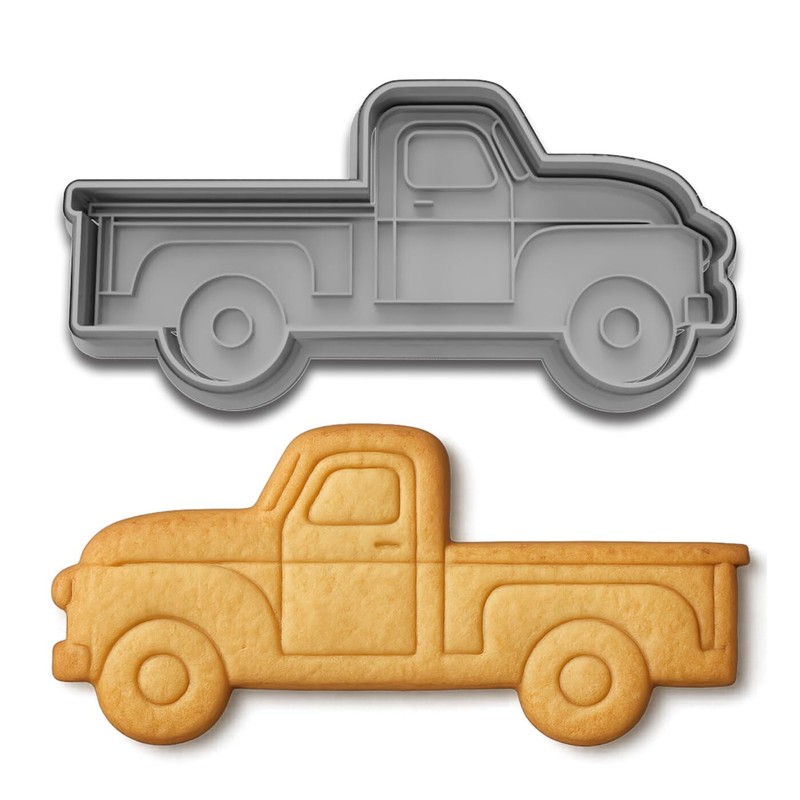 Vintage Pickup Truck Cookie Cutter & Stamp - 4.25x2 Inches (Random Color) gallery