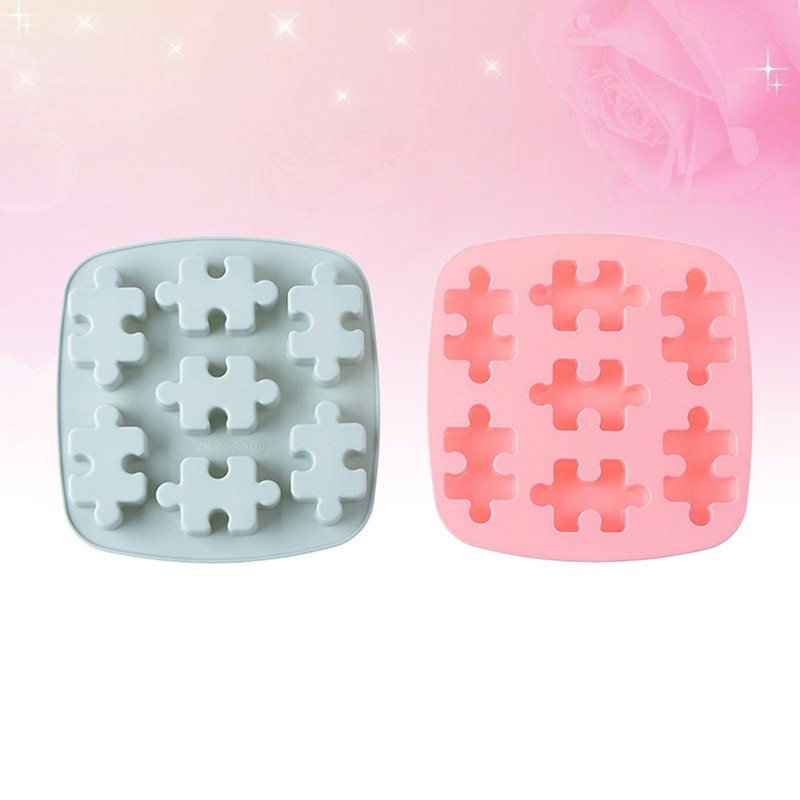 Reusable Puzzle Ice Cube Tray Silicone Baking Mold Assorted Colors for Kitchen