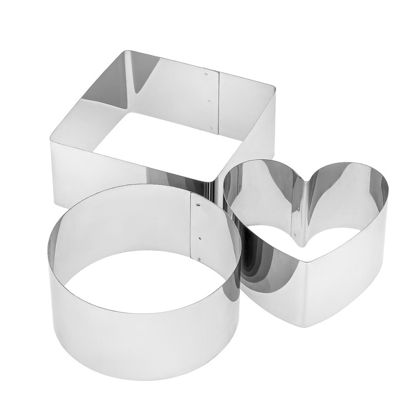 SET OF METAL SALAD MOLDS (CIRCLE, SQUARE, HEART) Ø 9.5 CM 3.7 IN H 4.7 CM 1.9 IN gallery