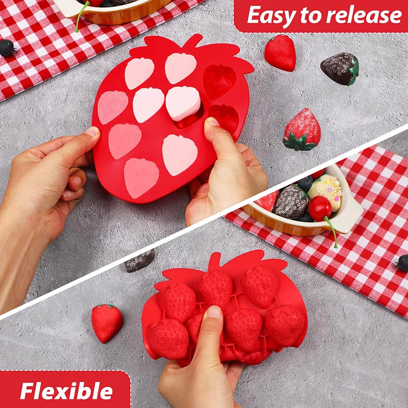 Strawberry Ice Cube Tray Strawberry Silicone Moulds for Chocolate Candy Cake Cup gallery