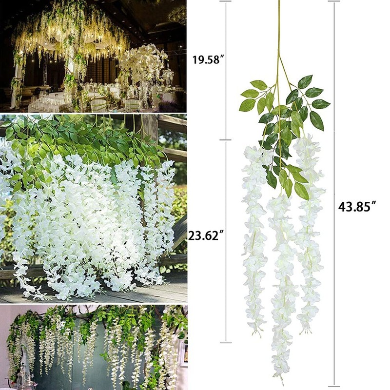 60x 3.75ft Fake Wisteria Hanging Flower Vines Silk Garland Home Party Decor gallery