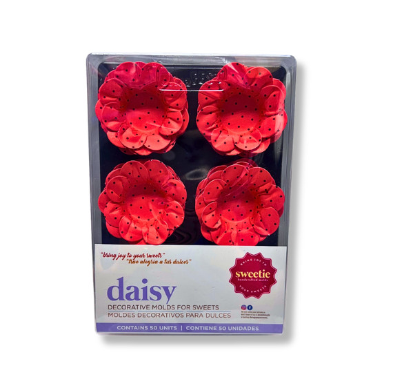 Wholesale Daisy Flower Candy Cups 6 Pack Case: RED W/BLACK DOTS – 50% OFF Retail