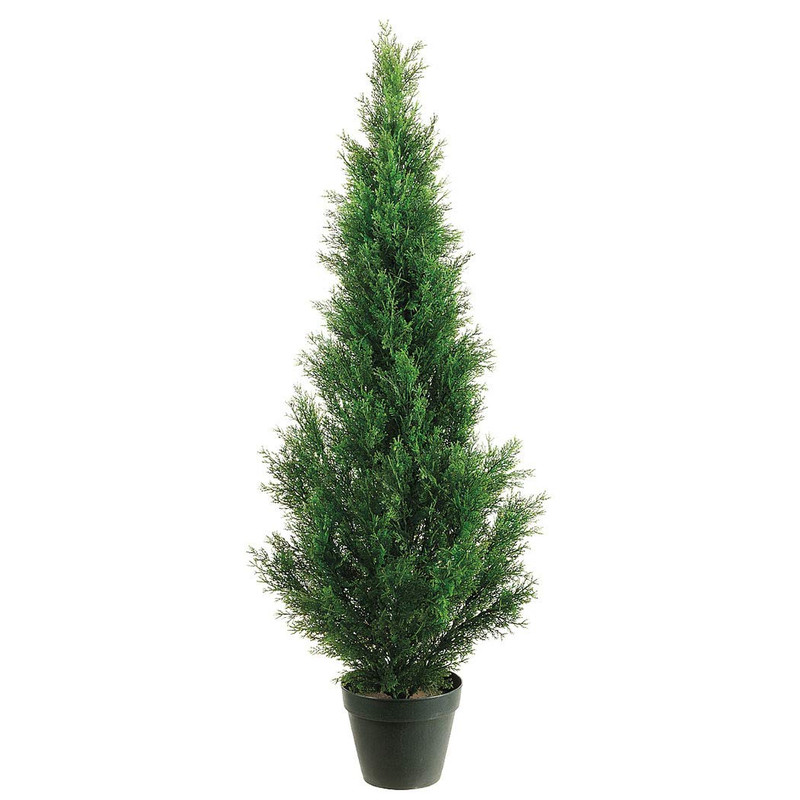 One 3 Foot Outdoor Artificial Cedar Topiary Tree Potted Uv Rated Plant By Silk