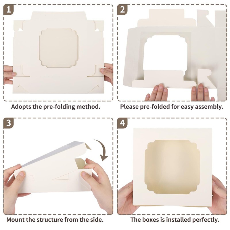 60pcs Cookie Boxes 8x8x2.5 Inches 2 Style Windows Bakery Pastry Dessert Cake gallery