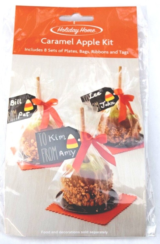 Candy Caramel Apple Kit Fall Autumn Thanksgiving Halloween Set of 8 Plate Ribbon