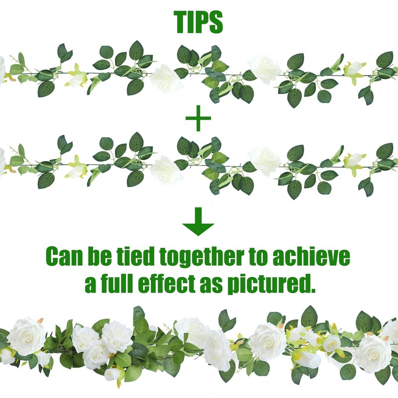 Sggvecsy 6Pcs 46.5Ft Artificial Rose Vine Fake Flower Garland Floral Garland Fau gallery