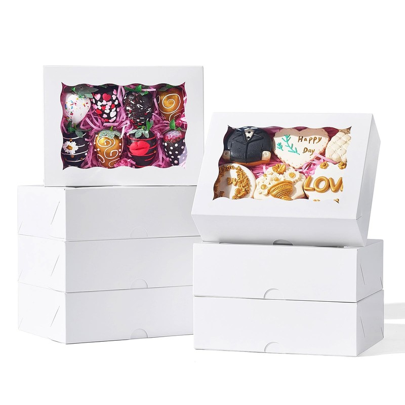 50 PCS 8x5x2 Inch Bakery Boxes with Window for Chocolate Covered Strawberries…