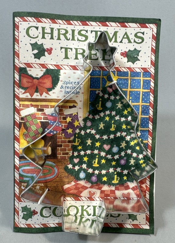VTG Purple Puma Cookie CO Cutter Bark & Bradley Christmas Tree Cookie Card 1995 gallery