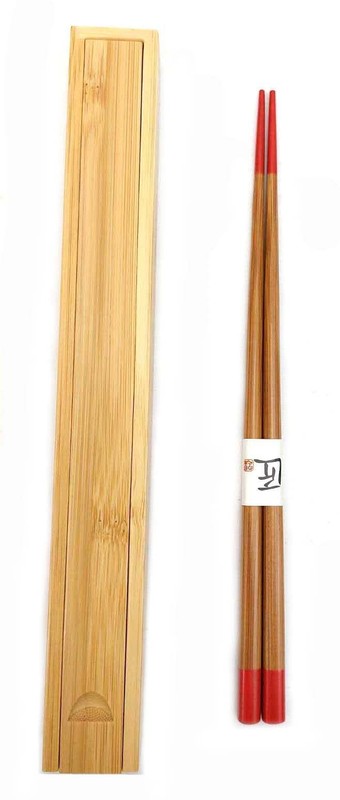 2-Pack Bamboo Portable Chopsticks with Case, Reusable Travel Chopsticks, Red ... gallery