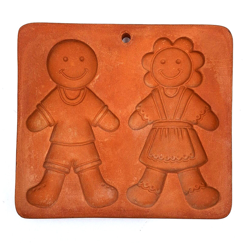 1994 Cotton Press Gingerbread Boy & Girl Terracotta Cookie Paper Art Mold Craft