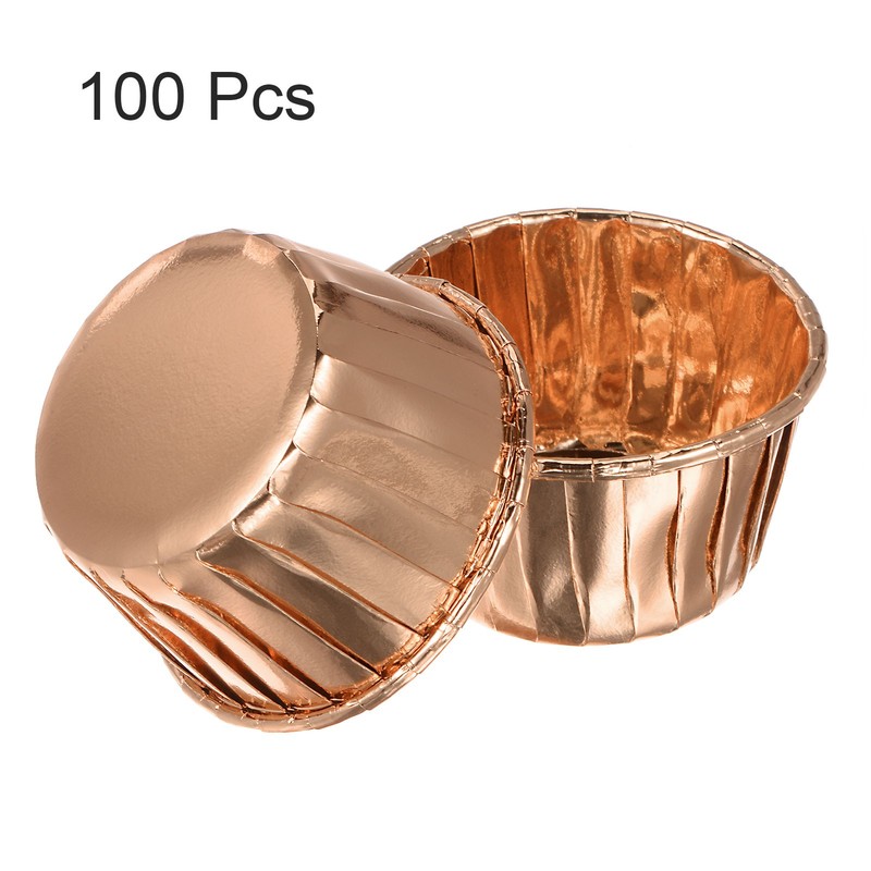 Champagne Gold Cupcake Glasses, 100pcs Aluminum Foil Standard Cupcake Liners gallery