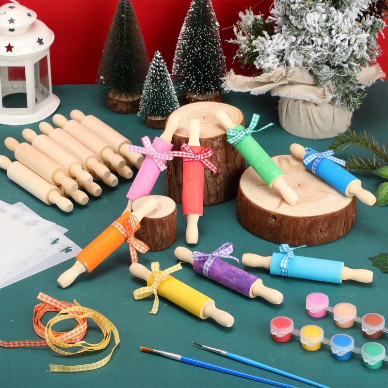 30 PCS Mini Rolling Pin Crafts Small Wooden Dough Rollers 5 Inch Kitchen gallery