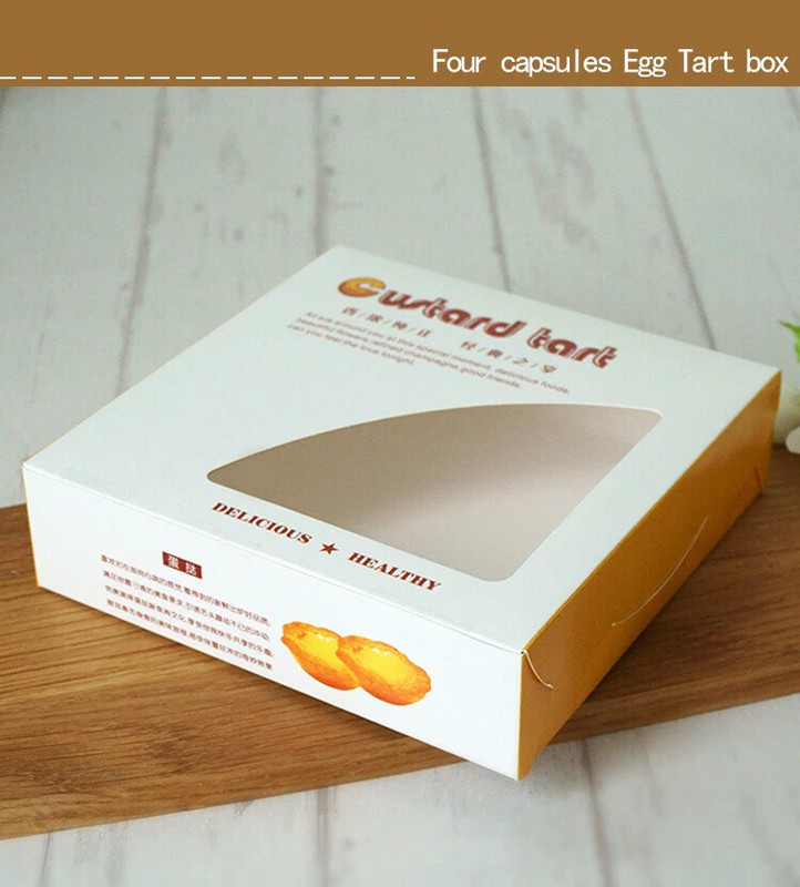 Yellow+White Bakery Boxes w/ Window+Inserts | for Egg Tarts Party Gift / 20 cts