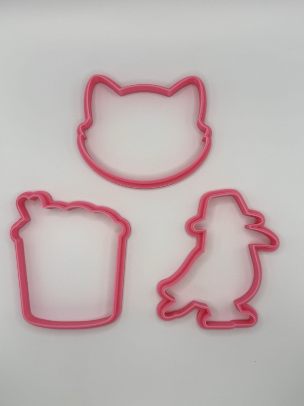 K-Pop Cookie Cutter Set 3D Printed Fondant – Ramen Cup, Cat, Bird, Chibi Faces gallery