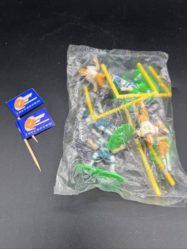 Football Players Goal Post VTG Cake Topper Kit YELLOW BLUE Birthday Sport Party