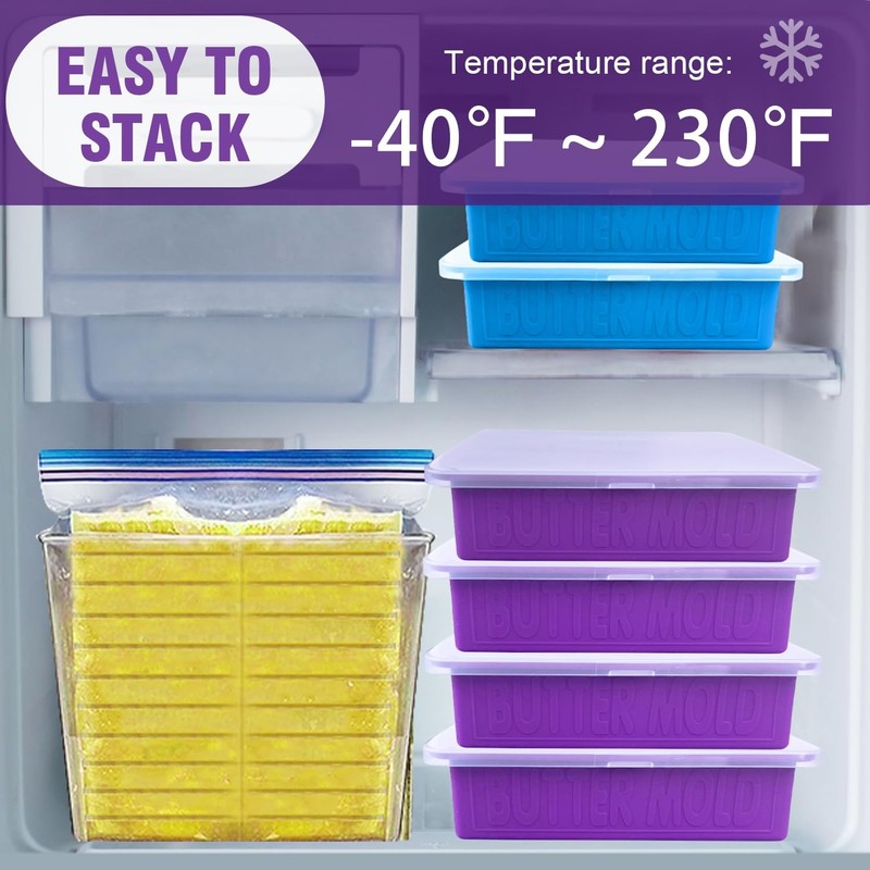 Silicone Butter Mold with Lid and Spatula Purple, NonStick Tray Fits Standard... gallery