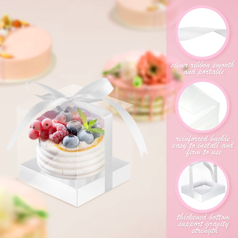 100 Pcs Clear Plastic Individual Cupcake Boxes 3.5" Single Cupcake Containers... gallery