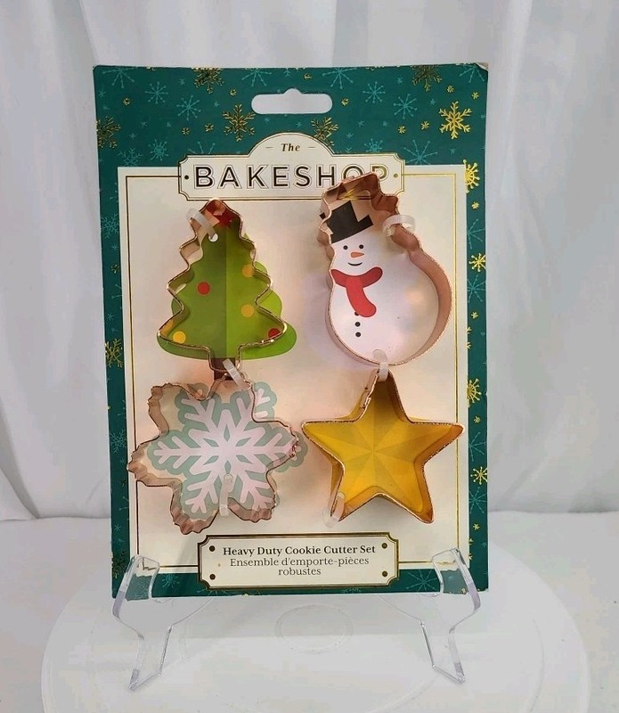 The Bakeshop Set of 4 Copper Clad Stainless Steele Christmas Cookie Cutters NEW