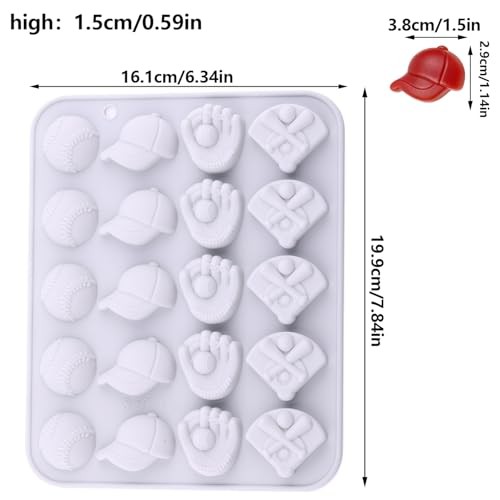 20 Cavity Baseball Candy Molds Sports Theme Silicone Mold Baseball Softball gallery