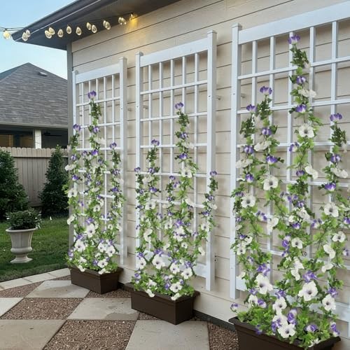 2 Pcs Artificial Flowers Vines Garland Purple Petunias Purple and Light Purple gallery