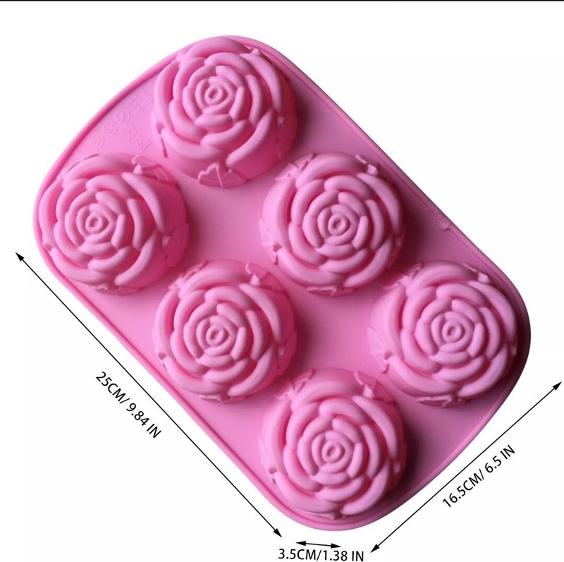 6 Rose Silicone Mold Soap Mini Cake Baking Plaster Resin Candle Making Jelly gallery