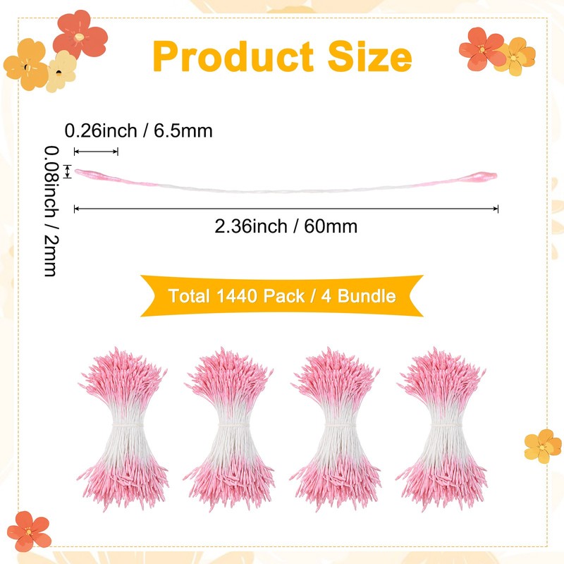 1440 Artificial Flower Stamens 3.5mm for DIY [Pink] gallery