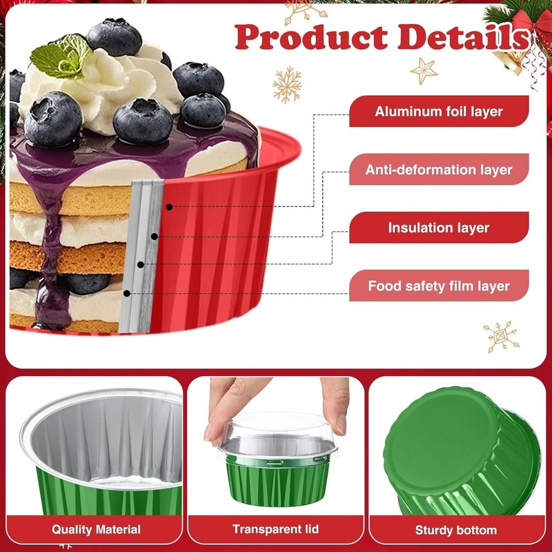 Paquete De 400 Moldes Para Mini Pasteles De 5 Oz Con Tapa, Moldes Desechables US gallery