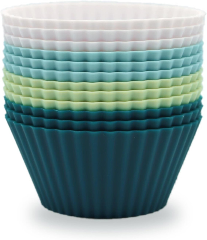 Silicone Baking Muffin Cups 12 Pack, Reusable Cupcake Liners Cake Molds, BPA Fre gallery