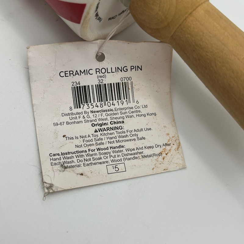 Newclassic Ceramic Rolling Pin Unisex OS Red Candy Cane Stripe Holiday Kitchen gallery