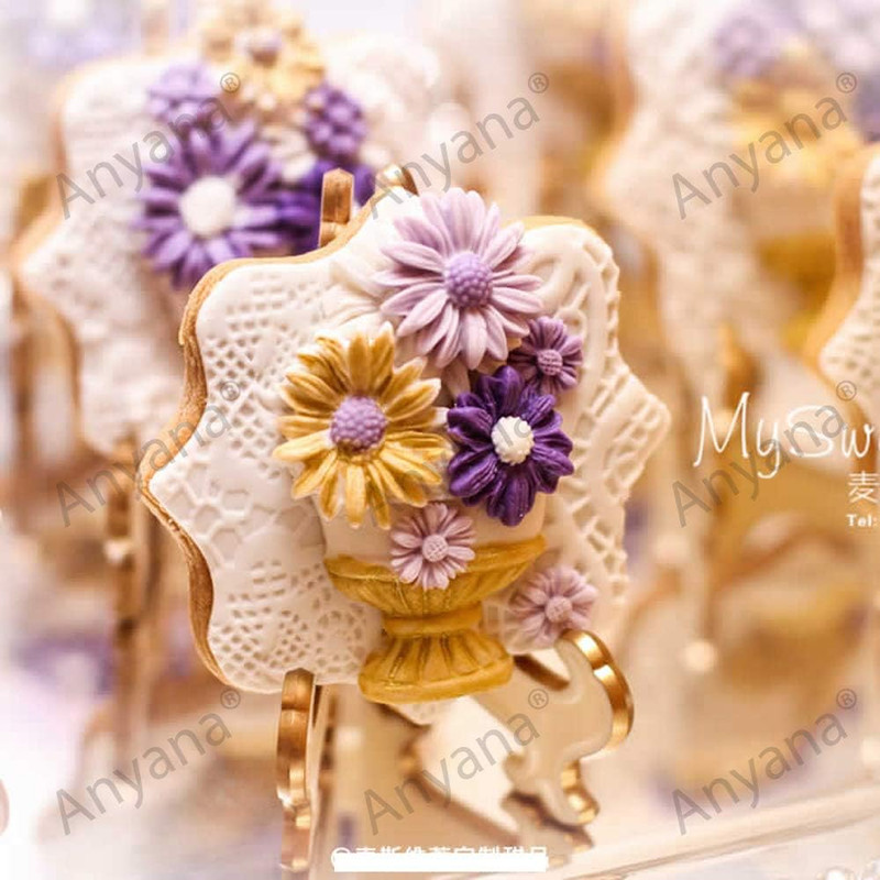 Flower Urns Vases Pots Silicone Mould Cake Fondant Gum Paste Mold for Sugar Past gallery