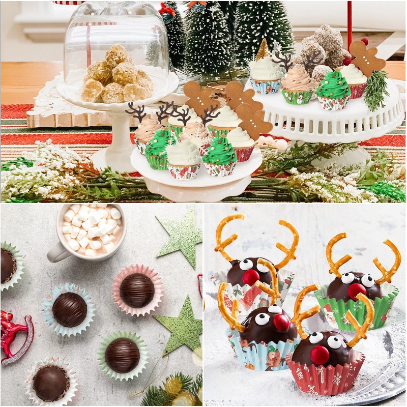 600 Pcs Mini Christmas Cupcake Paper Liners Muffin Baking Cups for Holiday gallery