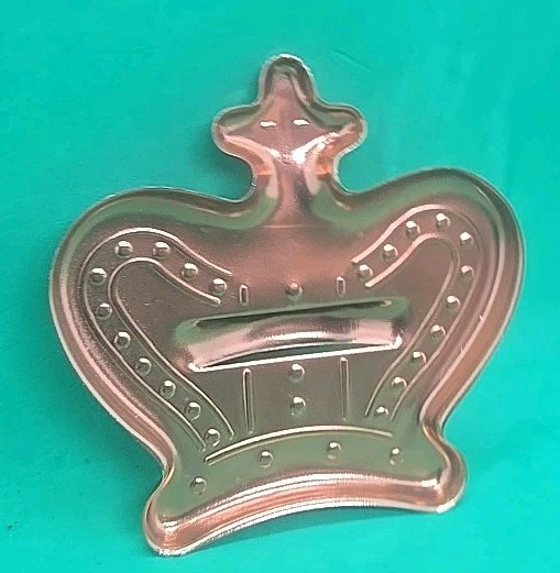 Vintage 70s Copper Aluminum Cookie Cutter Mold Crown King Coronation Mardi Gras gallery