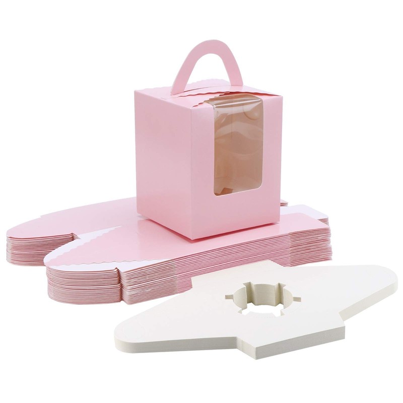 Individual Cupcake Boxes 25pcs 3.6″x 3.6″x 4.3″ Single Cupcake Carrier Contai…