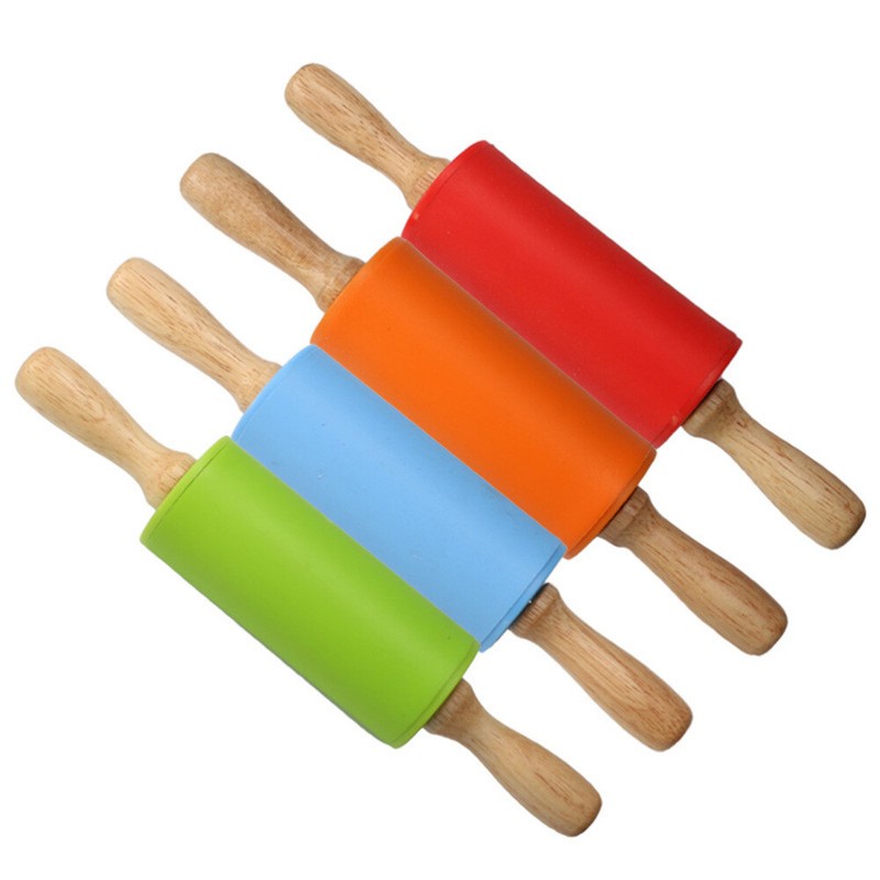 Bread Roller Kids Kitchen Rolling Pin Non Stick Mini Wooden Toy Dumpling gallery