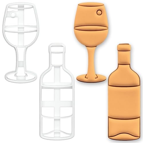 Set of 2 Wine Glass and Bottle Cookie Cutters – Wine Lover Fondant Cutters gallery