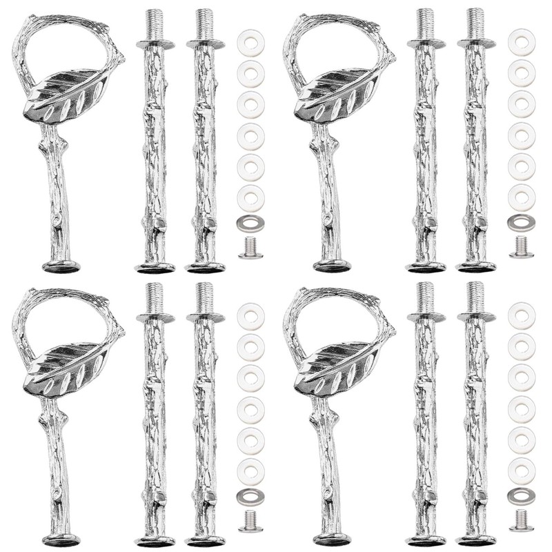 4 Sets 13.5’’ 3-Tier Cake Tray Stand Handle, Multi-tier Metal Dessert Fruit C…