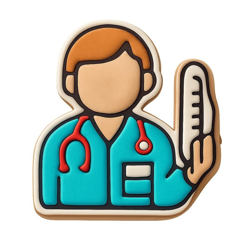 Doctor Holding Thermometer Cookie Cutter & Stamp, Fondant & Clay - 4x3.2 gallery
