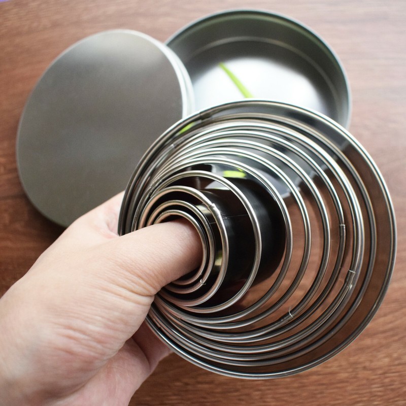 12PCS Stainless Steel Round Donut Cookie Biscuit Cutter Baking Mold with Tin Box gallery