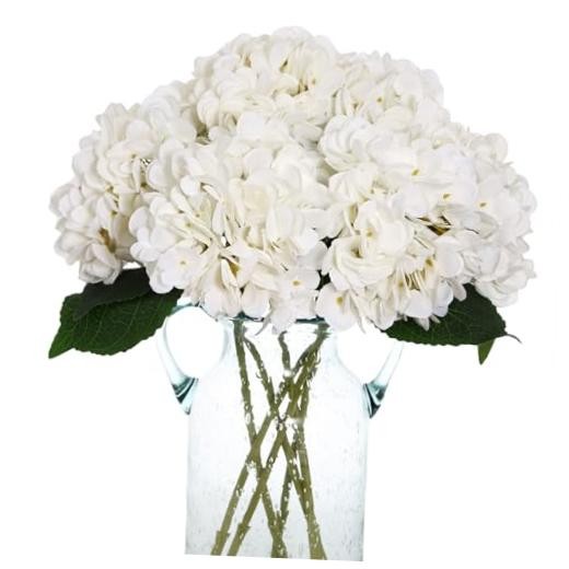 6pcs Hydrangea Artificial Flowers Silk Fake Hydrangeas Faux Hydrangea White