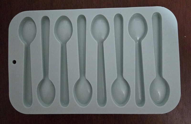 Mint Green Silicon Spoon Chocolate Ice Cubes Candy Soap Mold Makes 8