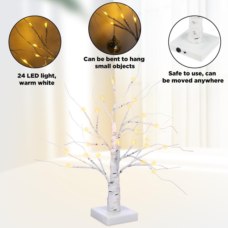 Macarrie 6 Pcs LED Birch Tree Lights Christmas Wedding Decor Tabletop 18" gallery