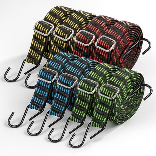 8 Pcs 77-84 Inch Adjustable Flat Bungee Cords with Hook - Heavy Duty Outdoor gallery